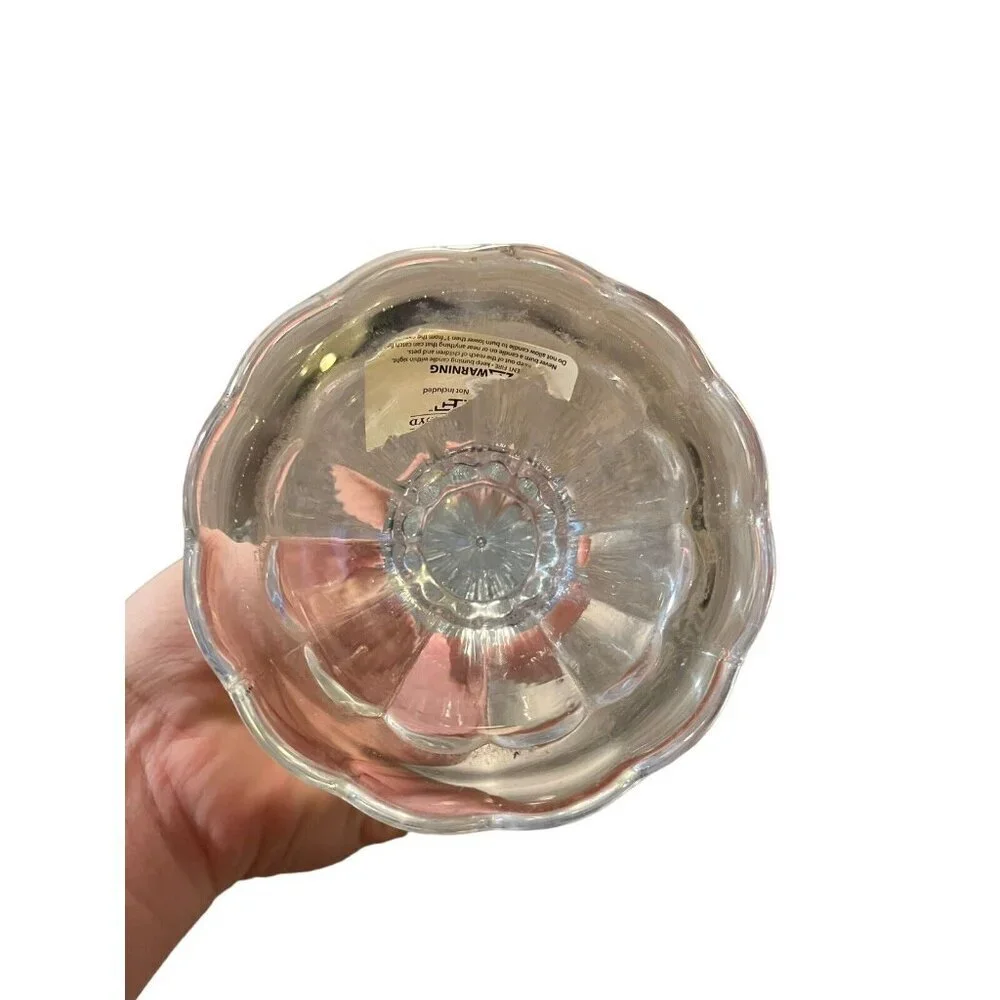 Fitz And Floyd Crystal Clear Glass One Candlestick Holder Heavy 9